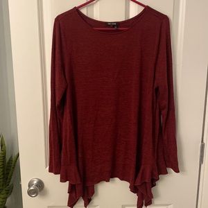 Red melange knit top